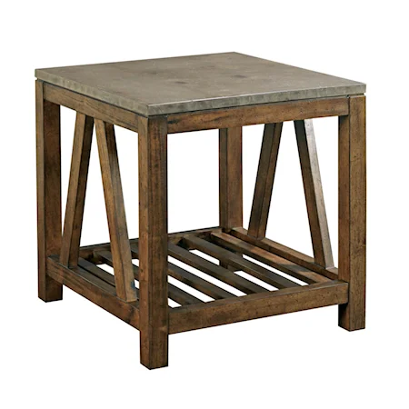 Industrial Rustic End Table with Finished Concrete Top